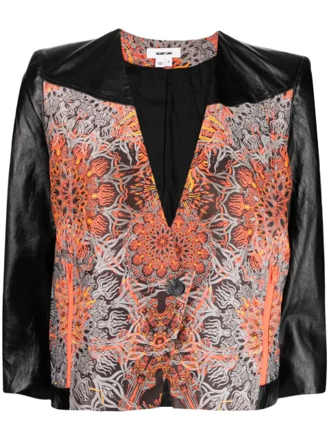 Helmut Lang Pre-Owned 2010s panelled V-neck leather jacket