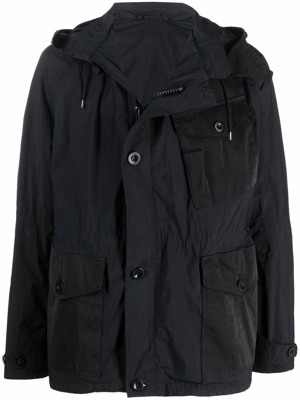 

Ten C impermeable ligero con capucha - Negro