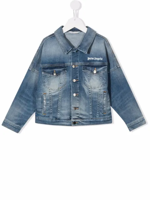Palm Angels Kids جاكيت جينز بطبعة شعار الماركة