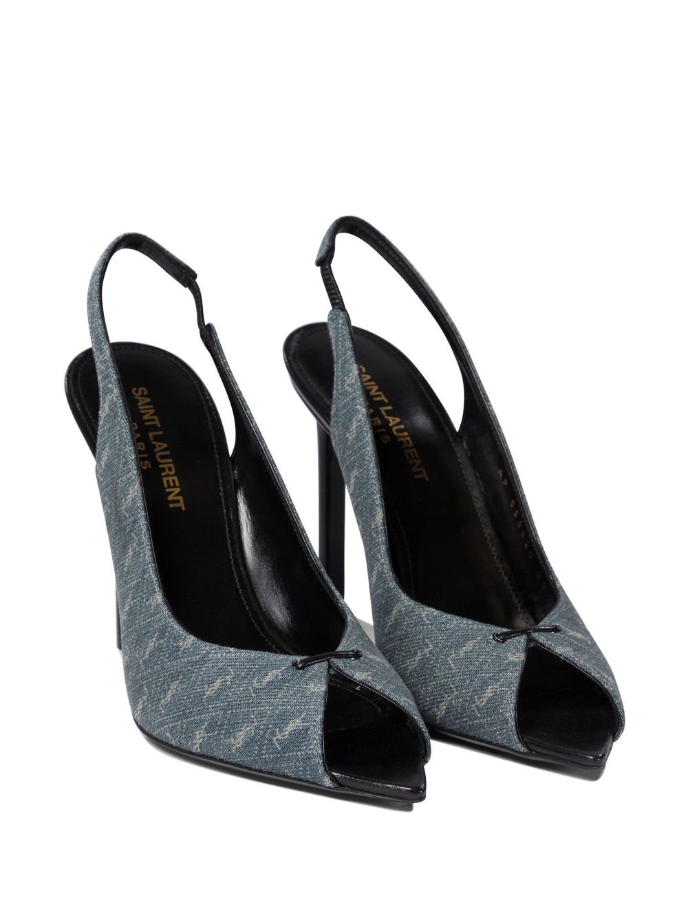 Saint Laurent YSL logo-print heeled pumps - Blue