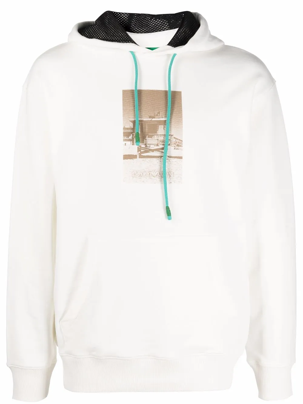 

Emporio Armani hoodie con cabaña de playa estampada - Blanco