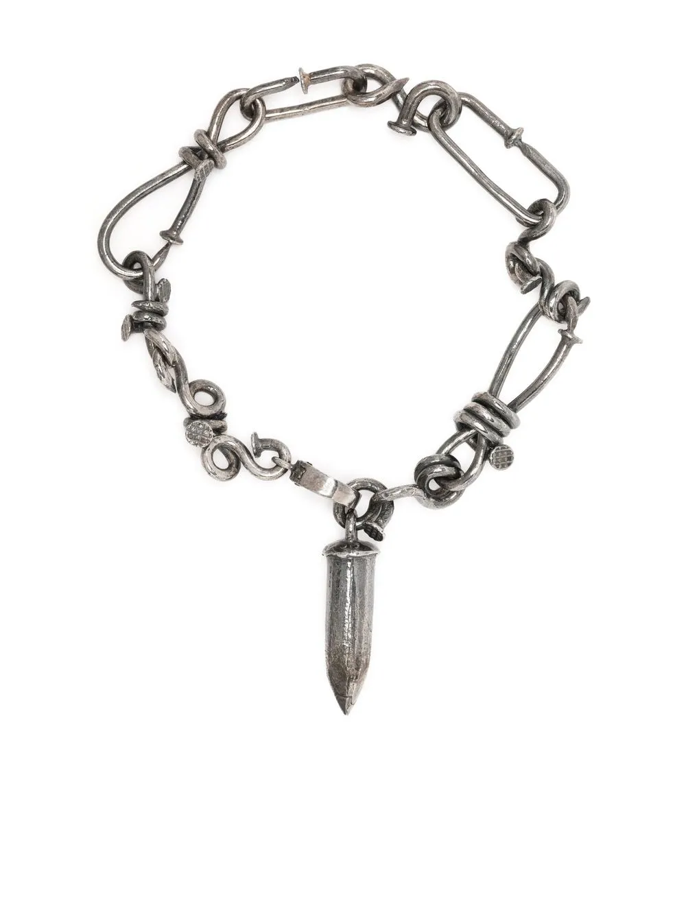 

Guidi twisted nail-detail bracelet - Silver