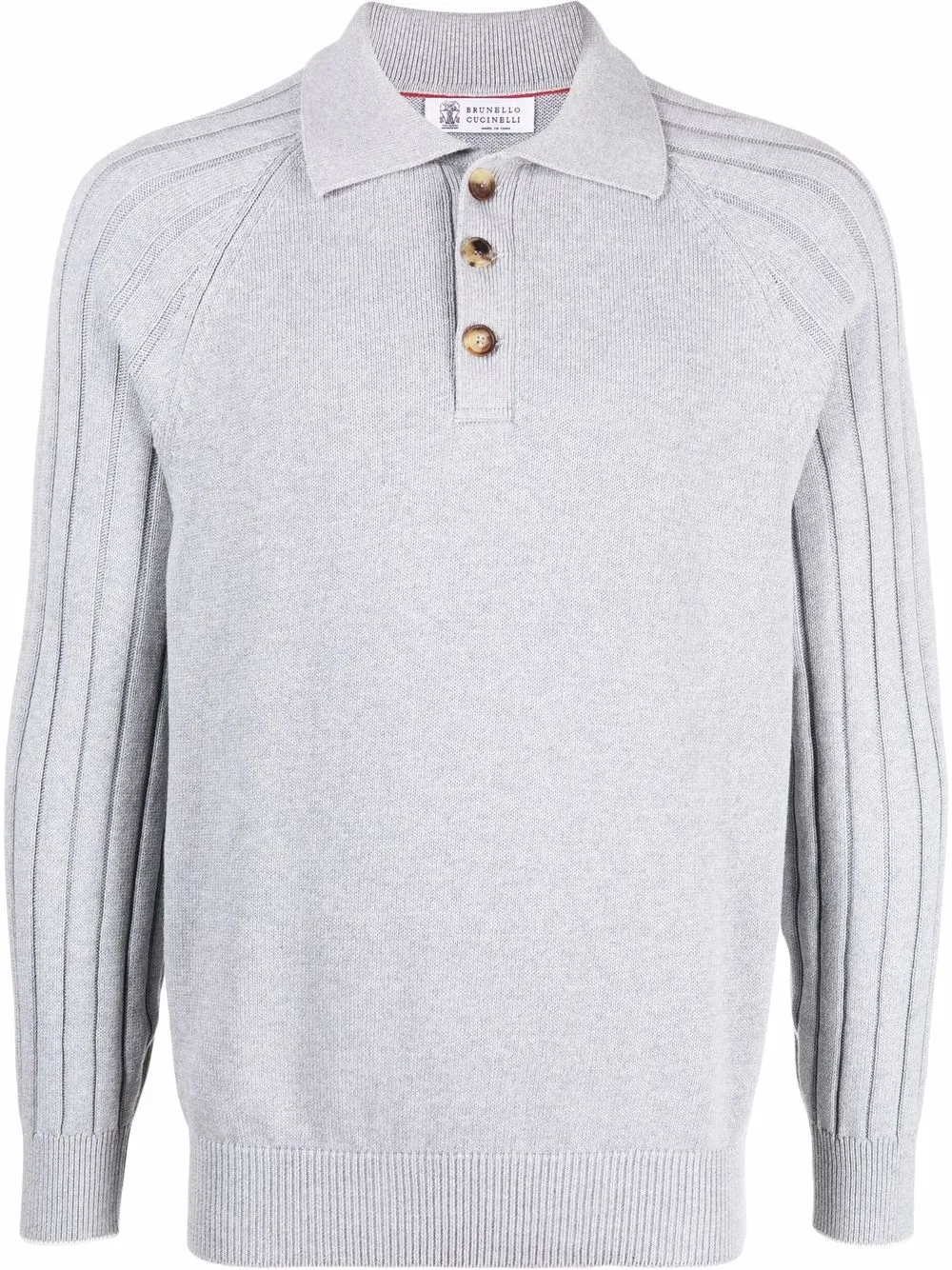 

Brunello Cucinelli playera tipo polo manga larga - Gris