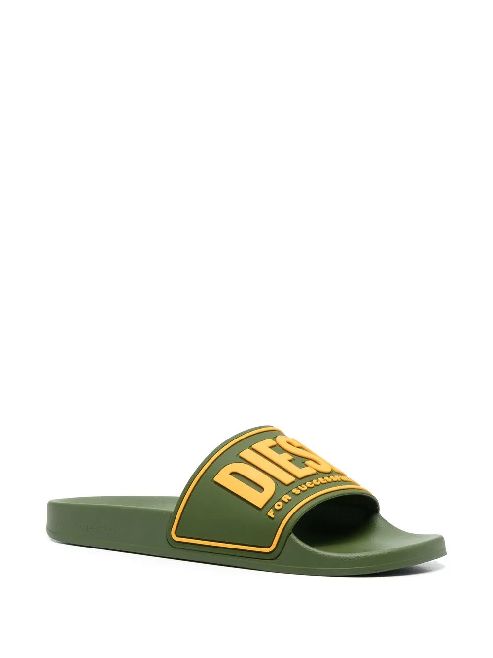 Diesel Badslippers met logo - Groen