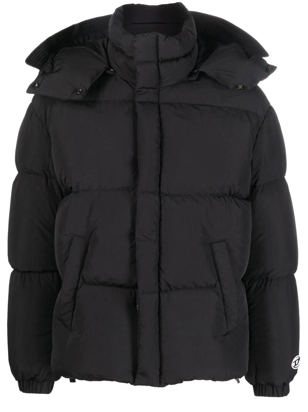 

Diesel logo-print hooded down jacket - Black