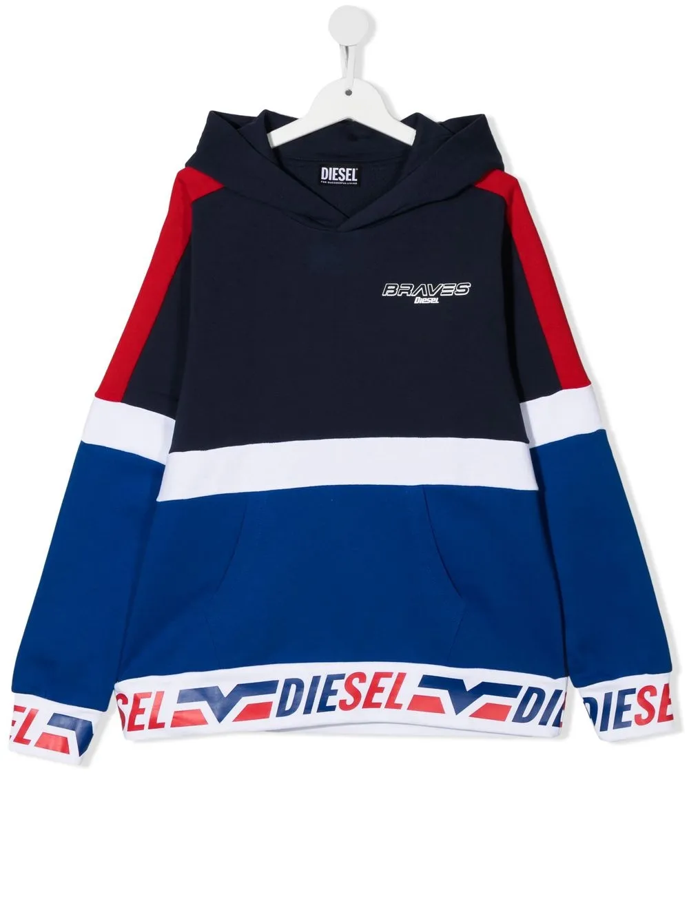 

Diesel Kids TEEN logo-print panelled hoodie - Blue