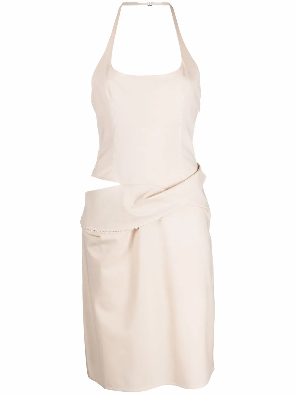 Jacquemus asymmetric halterneck dress - Neutrals