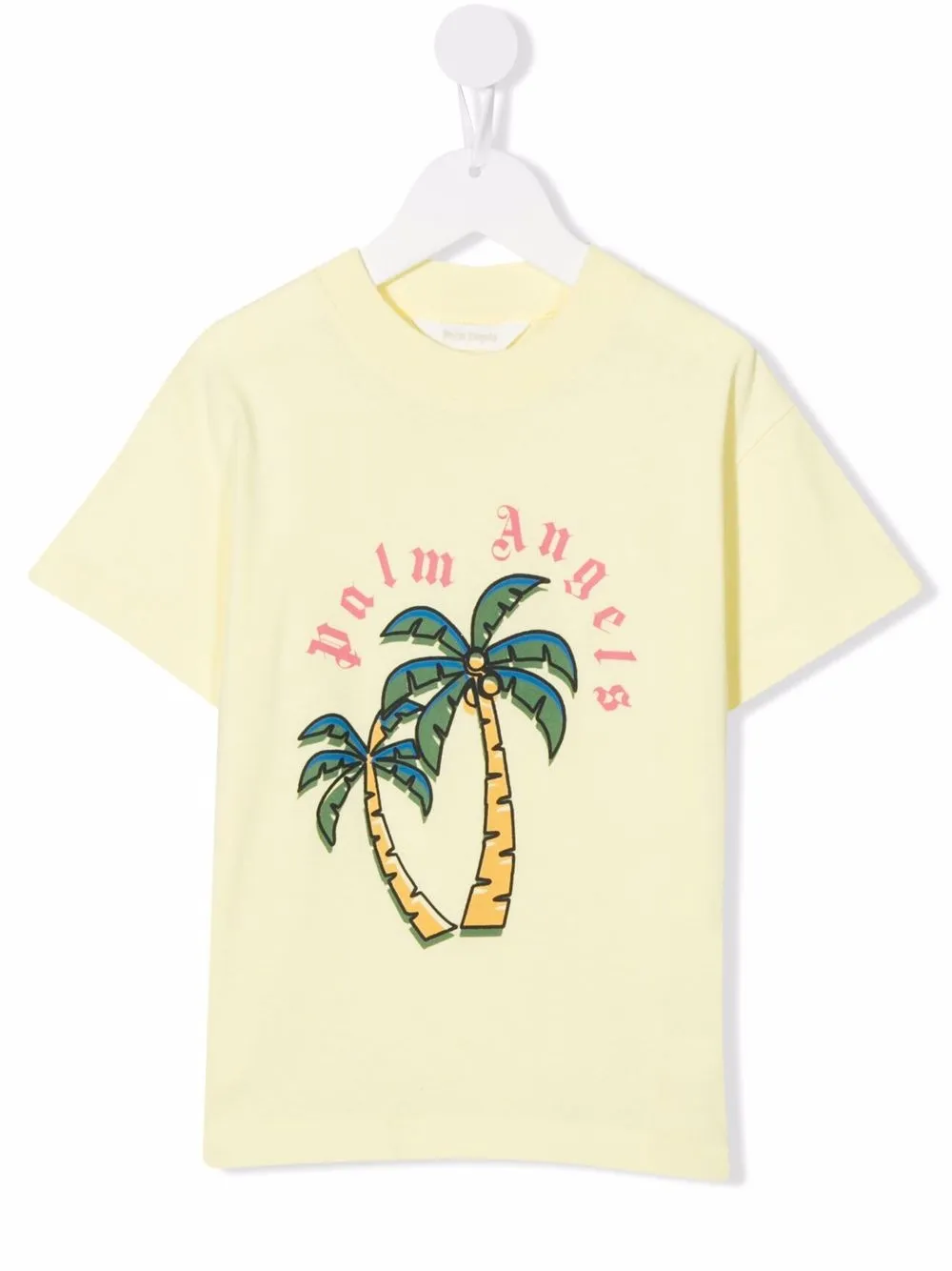 Palm Angels Kids playera con palmeras estampadas - Amarillo