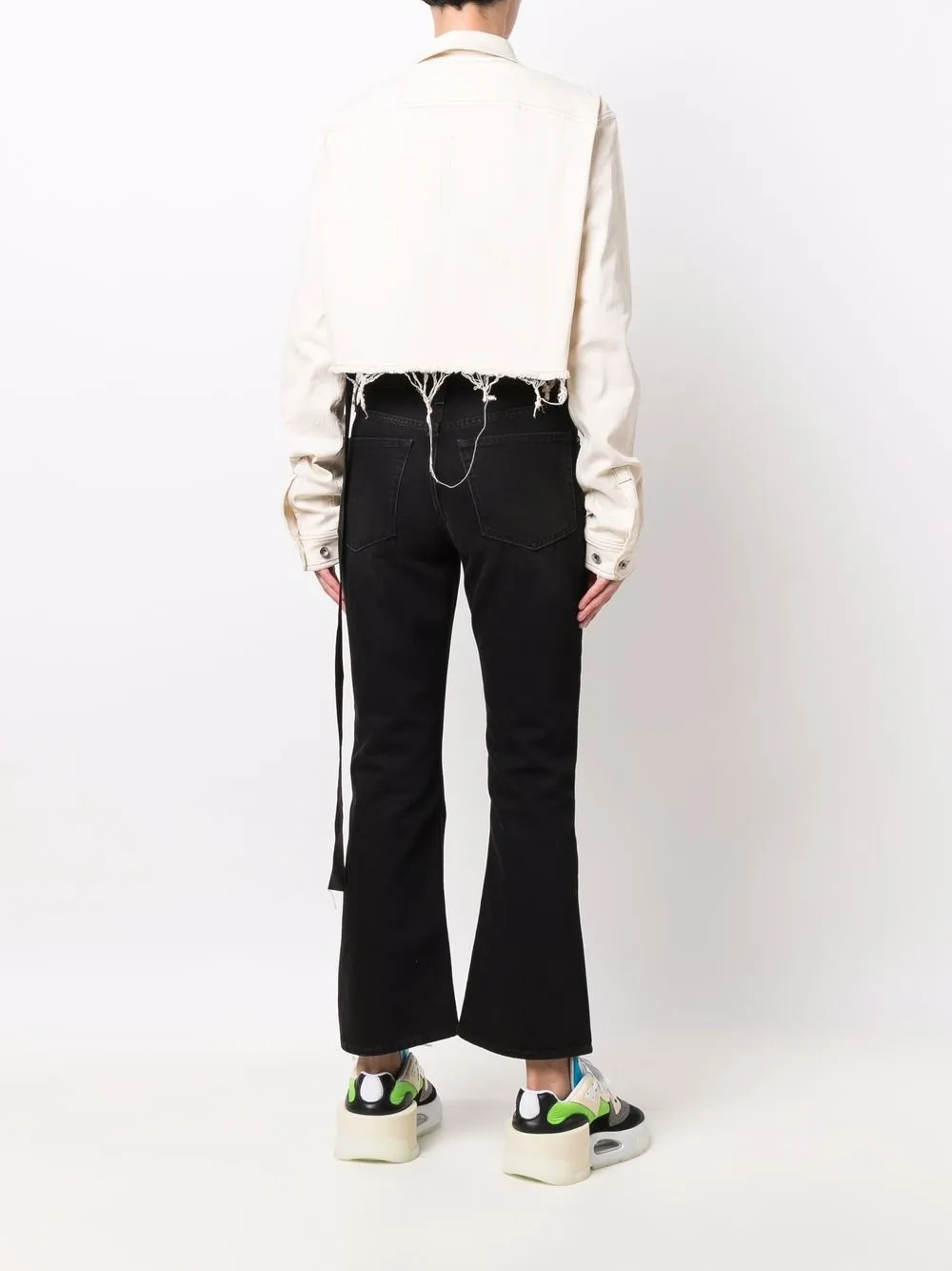 Rick Owens Drkshdw Cropped Denim Button-up Jacket In Nude