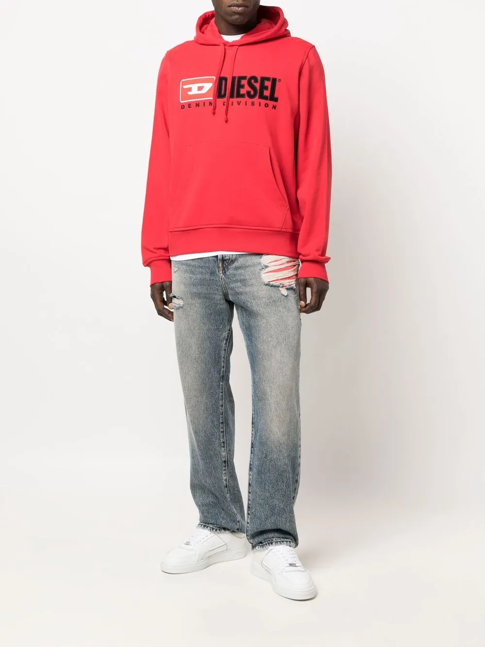  Diesel S Ginn Hood Div Hoodie Mit Logo Applikation   Rot 