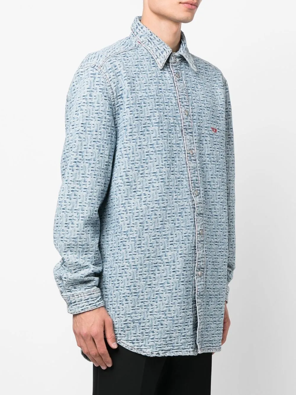  Diesel Jeanshemd Mit Monogramm Print   Blau 