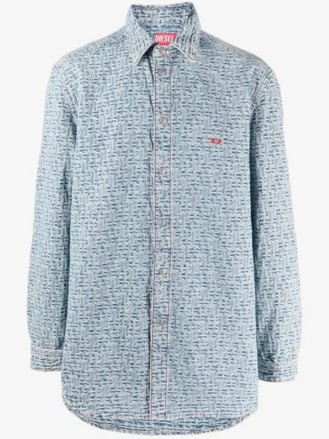 Diesel monogram-print long-sleeve shirt