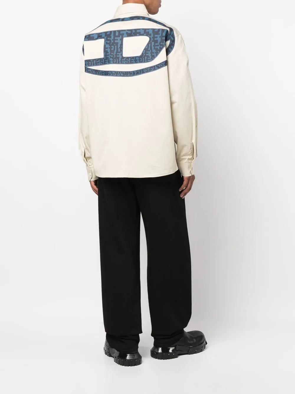 Diesel Overhemd met geborduurd logo - Beige