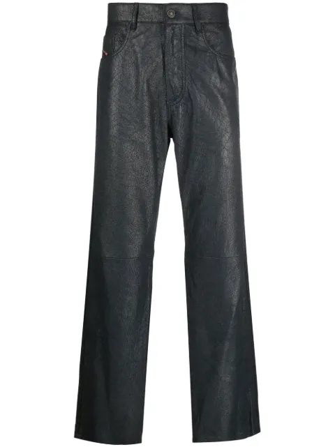 Diesel pantalon droit en peau d'agneau
