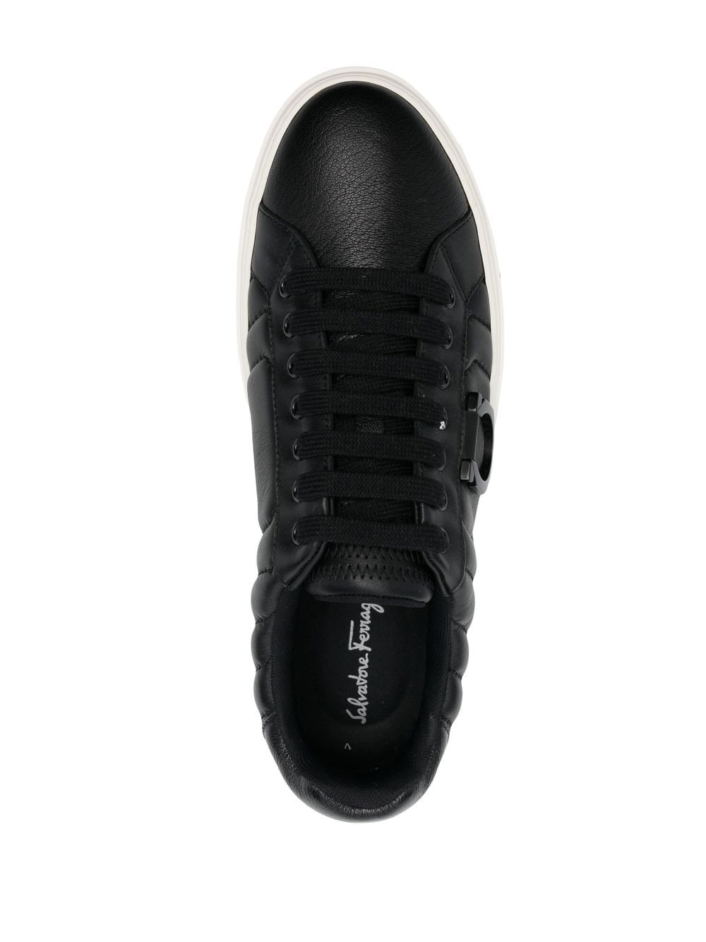 Shop Ferragamo Gancini-plaque Low-top Sneakers In Black