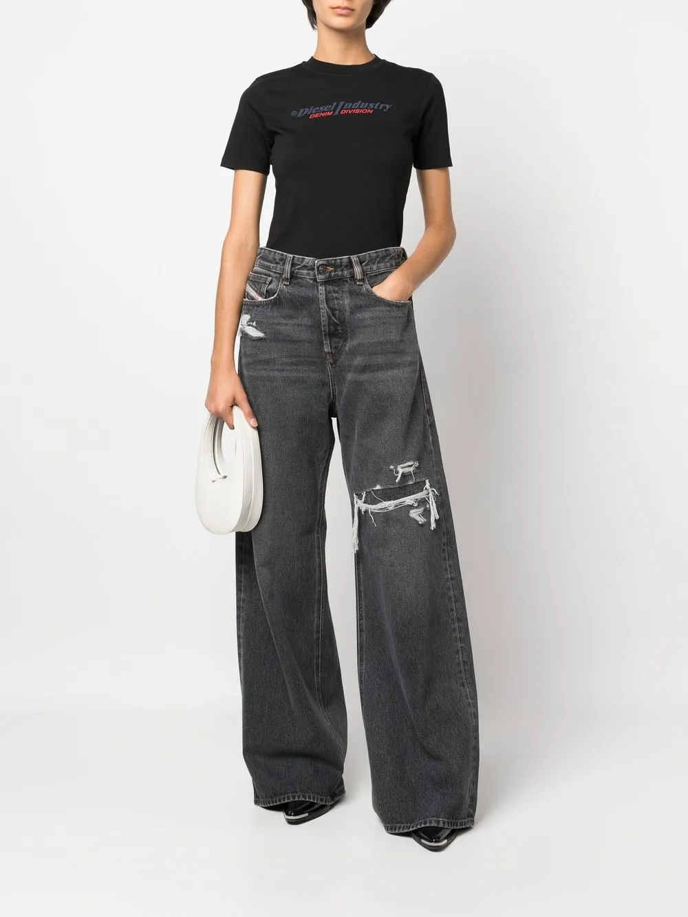 Diesel Distressed wide-leg Jeans - Farfetch