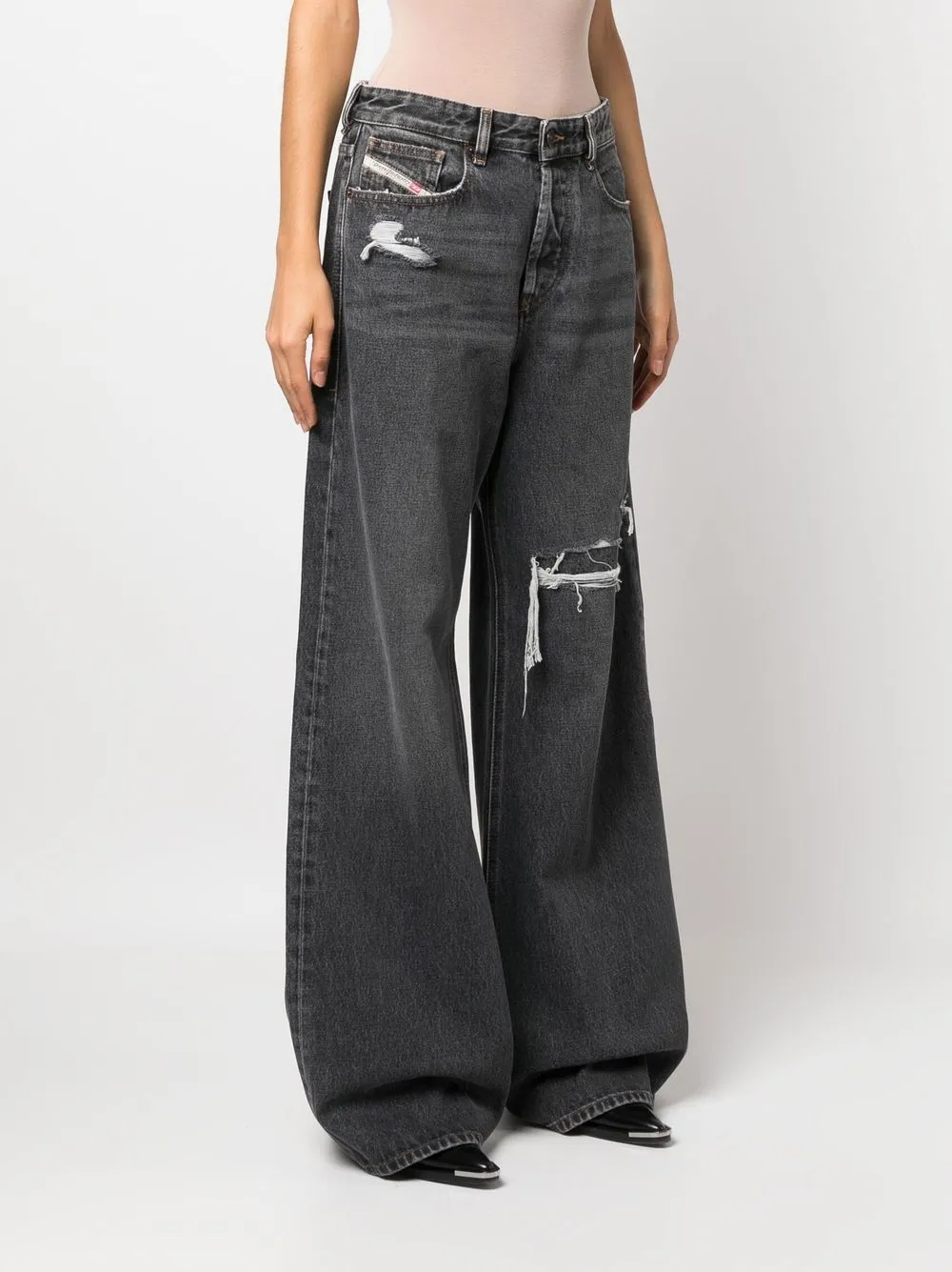 Diesel Distressed wide-leg Jeans - Farfetch