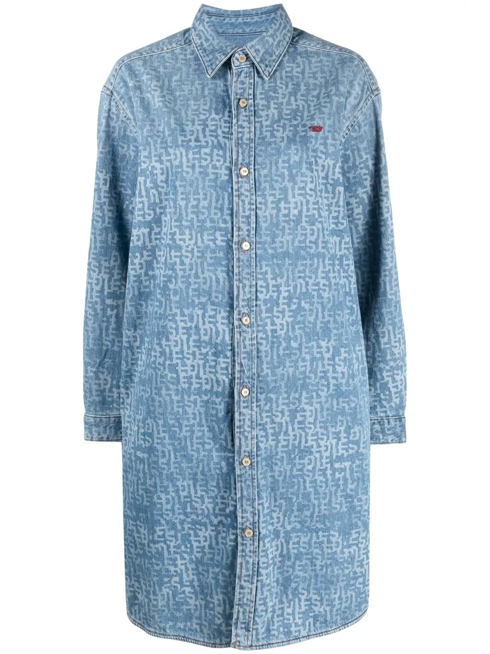 

Diesel logo-print shirt dress - Blue