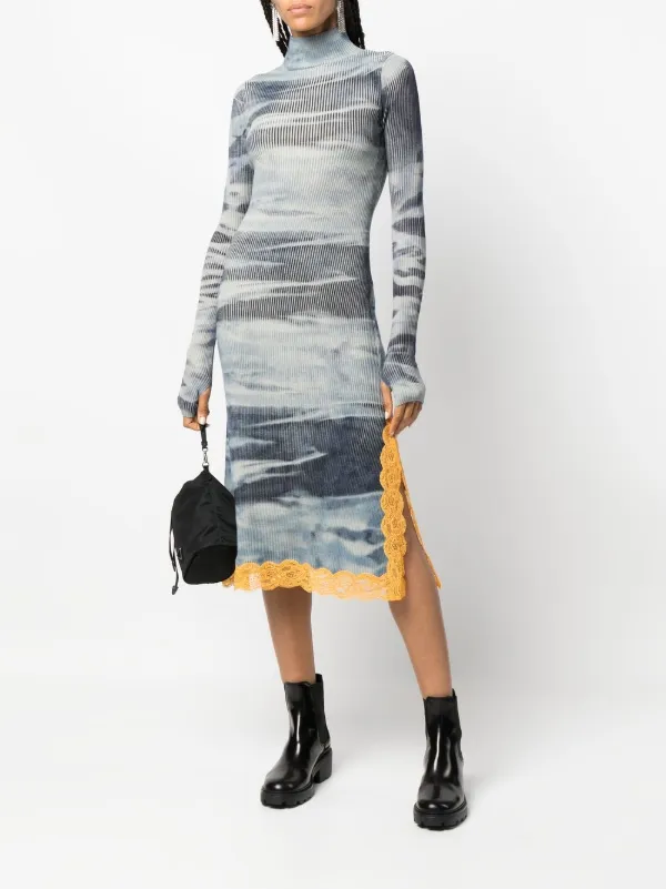 tie dye knit dress Diesel tie-dye ribbed-knit | Blue Tunic dresses
