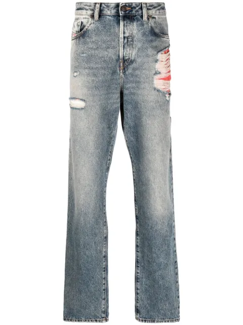 distressed-effect straight-leg jeans