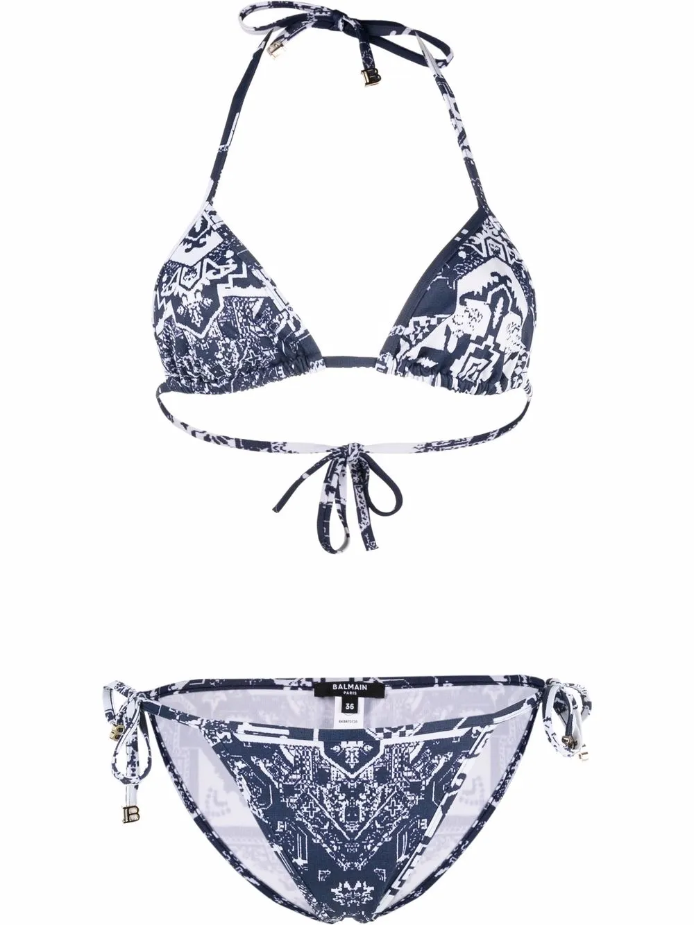 

Balmain bikini con estampado de cachemira - Azul