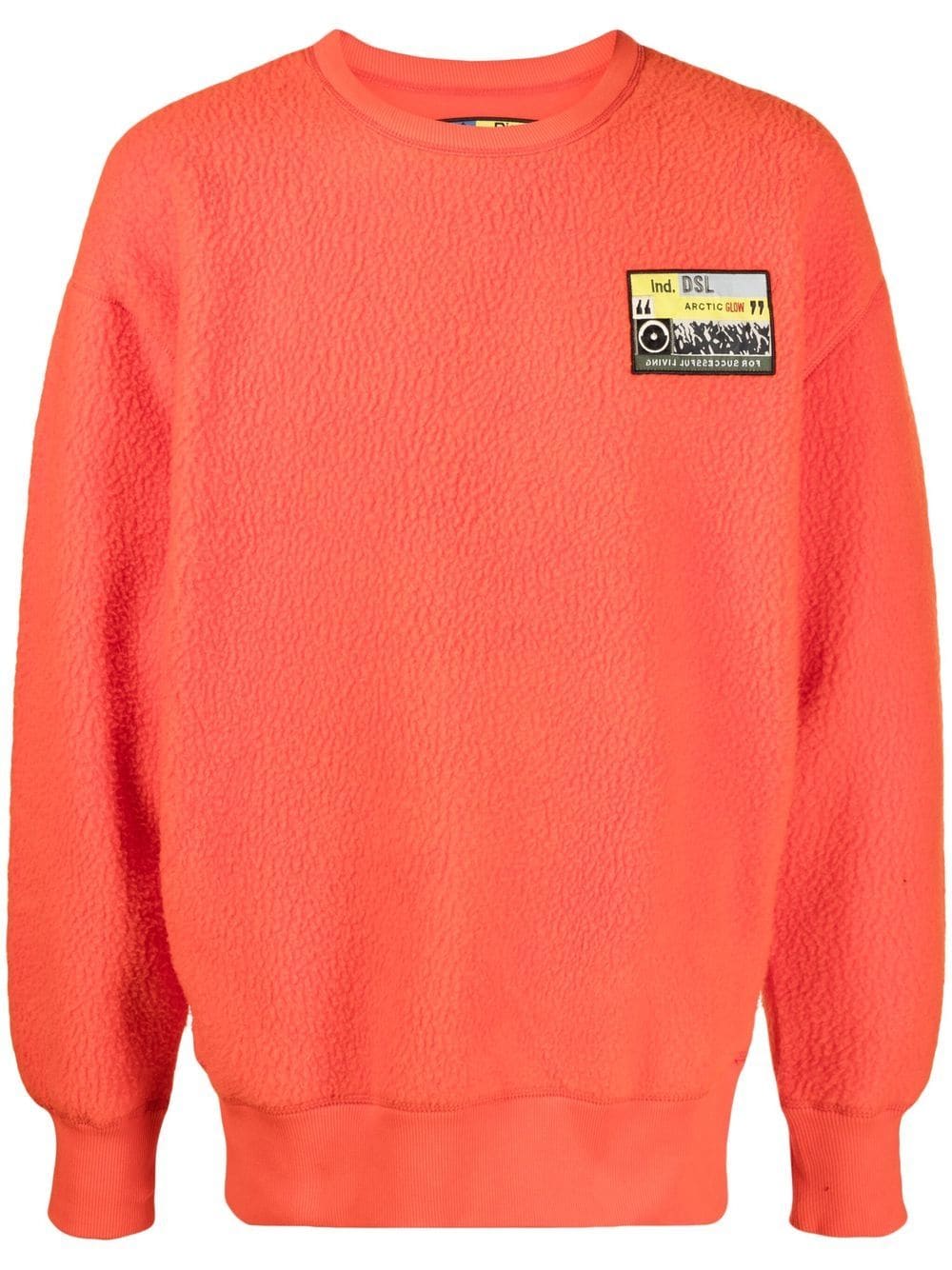 Diesel logo-patch fleece reversible sweatshirt - Red