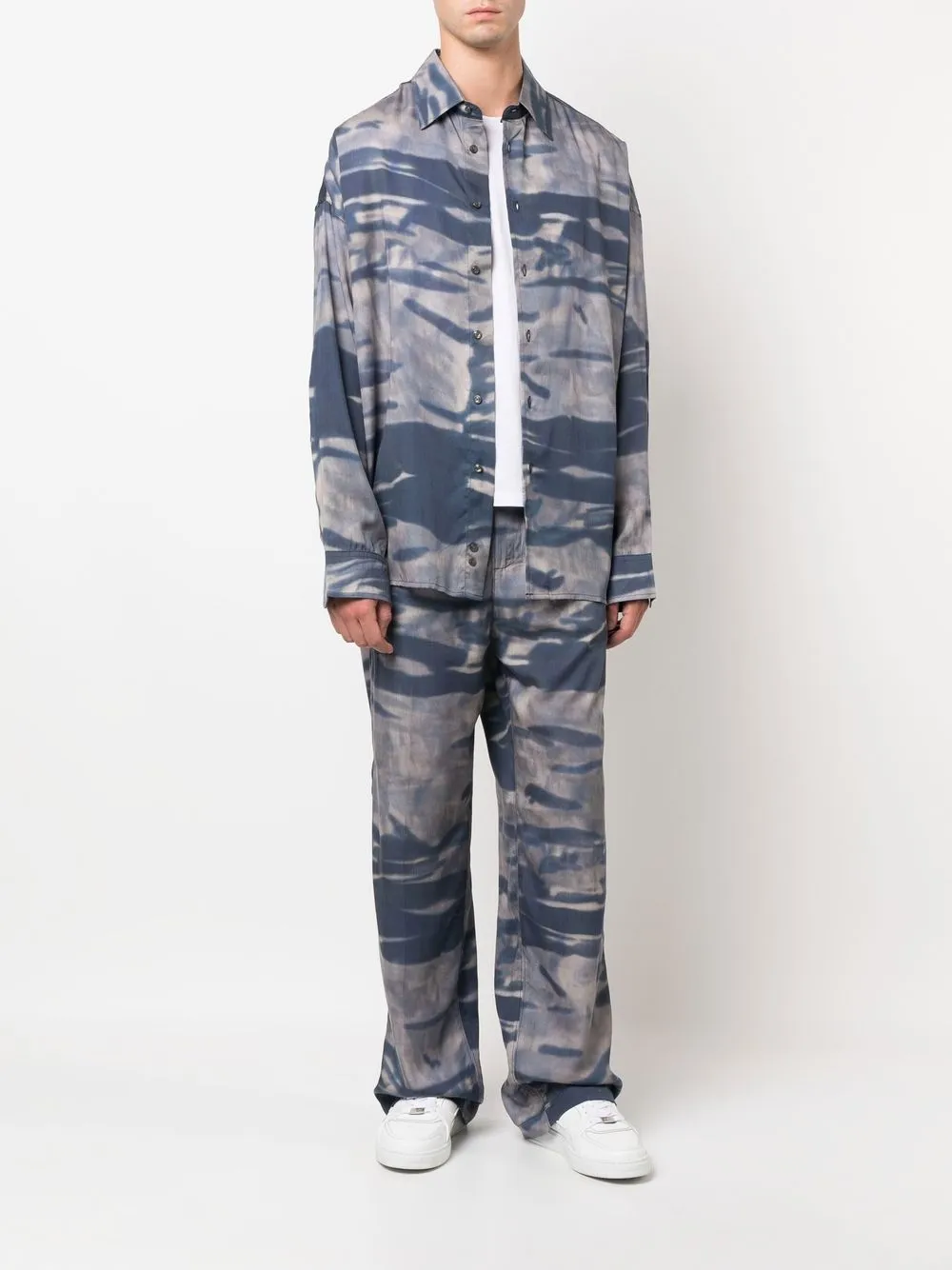 Diesel Broek met camouflageprint - Blauw