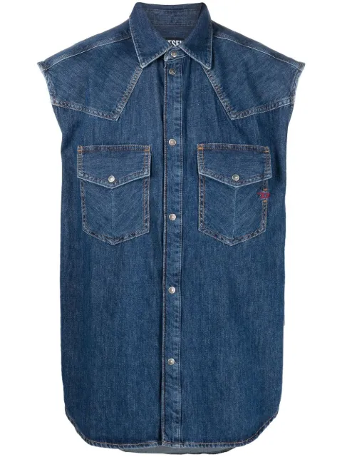 Diesel embroidered-logo denim vest