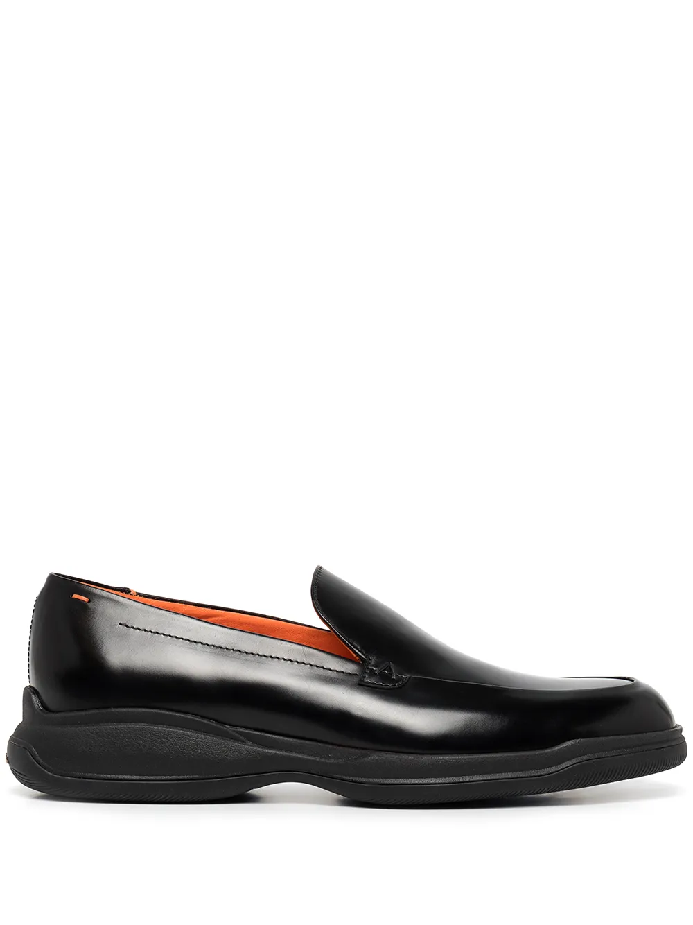 

Santoni almond toe leather loafers - Black