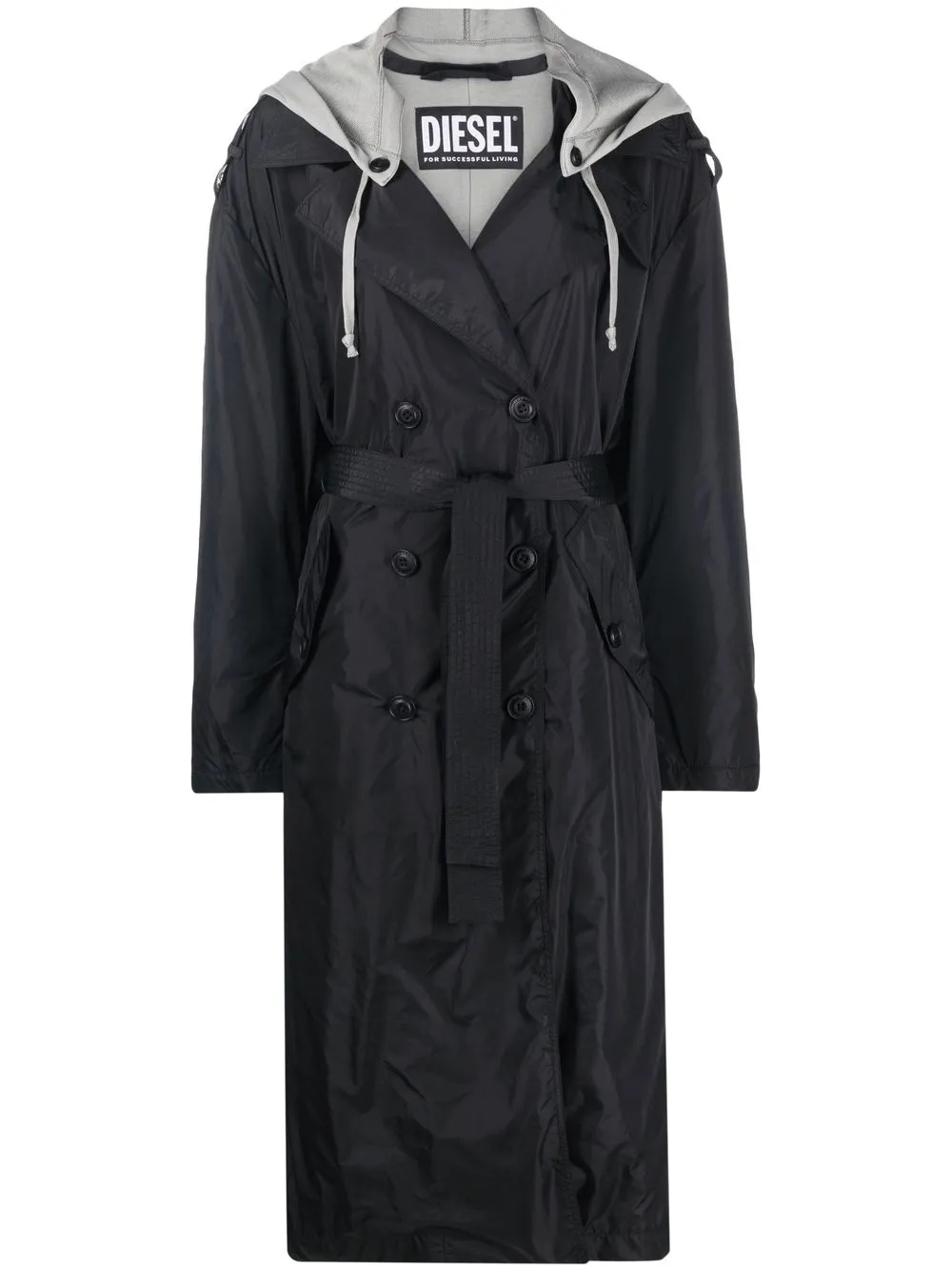 

Diesel belted hooded parka coat - Black