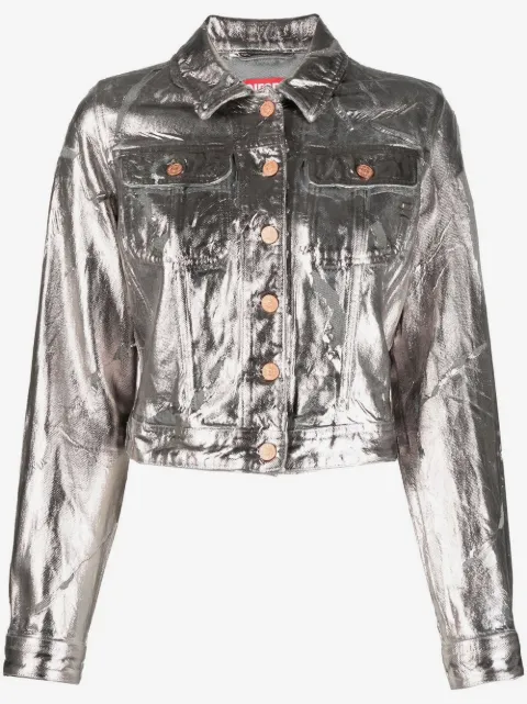 Diesel Jaqueta cropped metálica