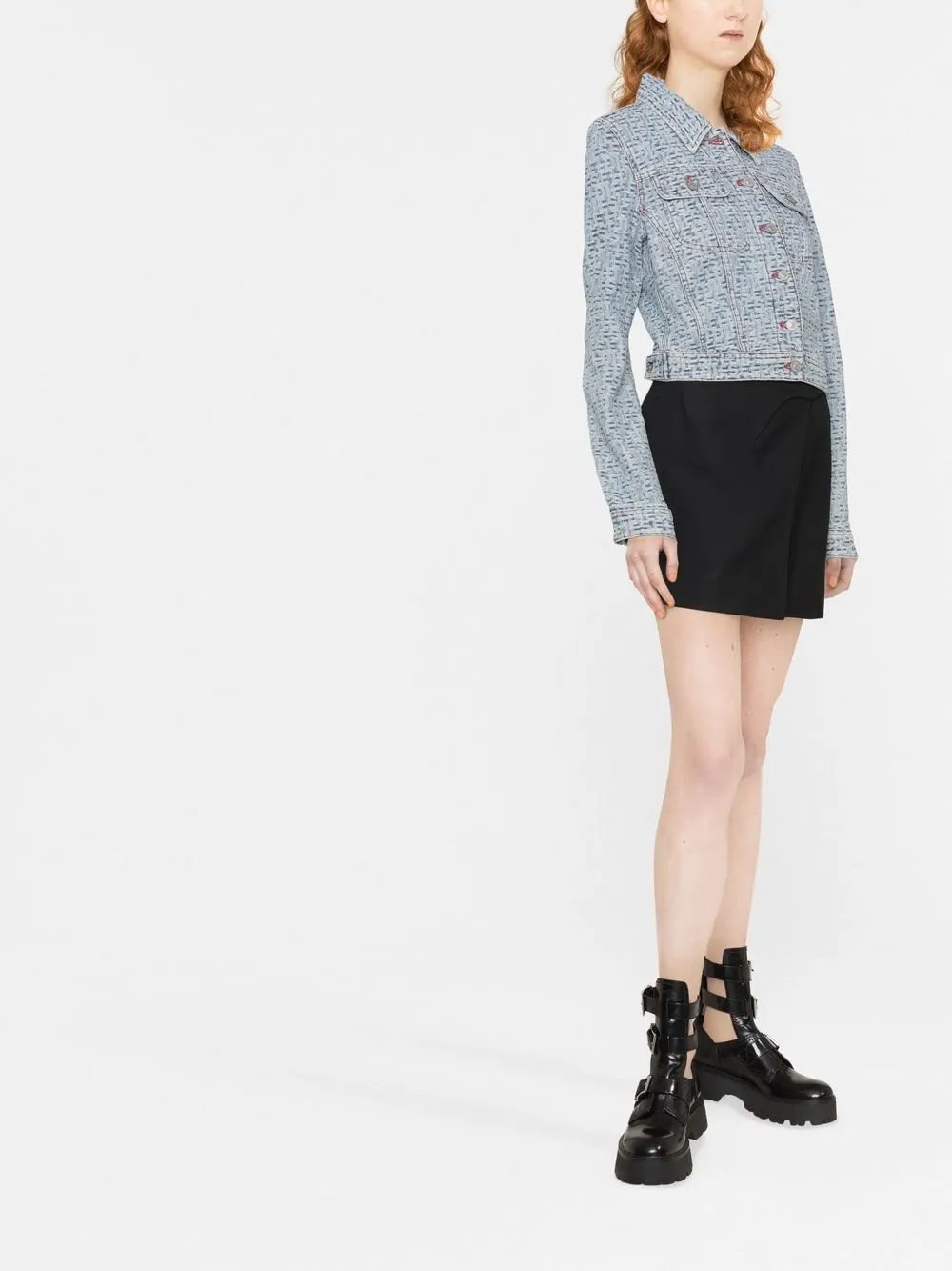  Diesel Monogram-pattern Denim Jacket - Blue 
