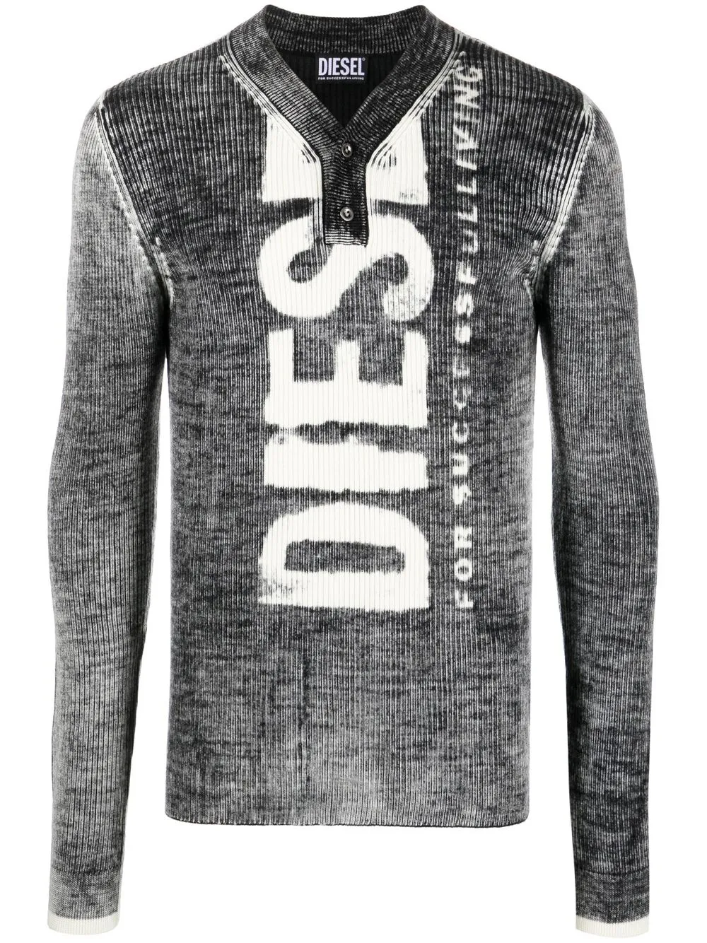 

Diesel playera tejida de canalé con logo - Gris