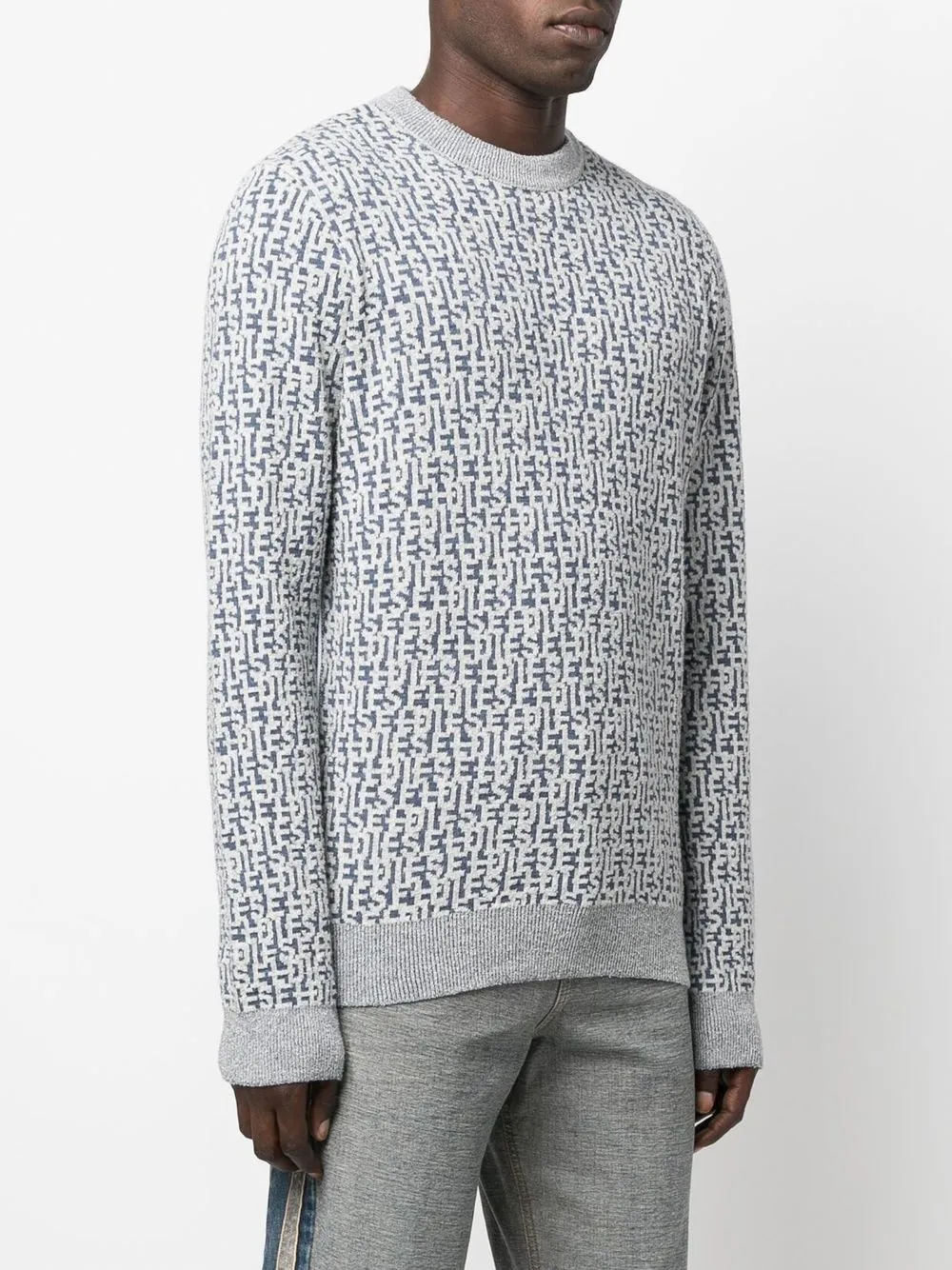  Diesel Pullover Mit Jacquard Logo   Blau 