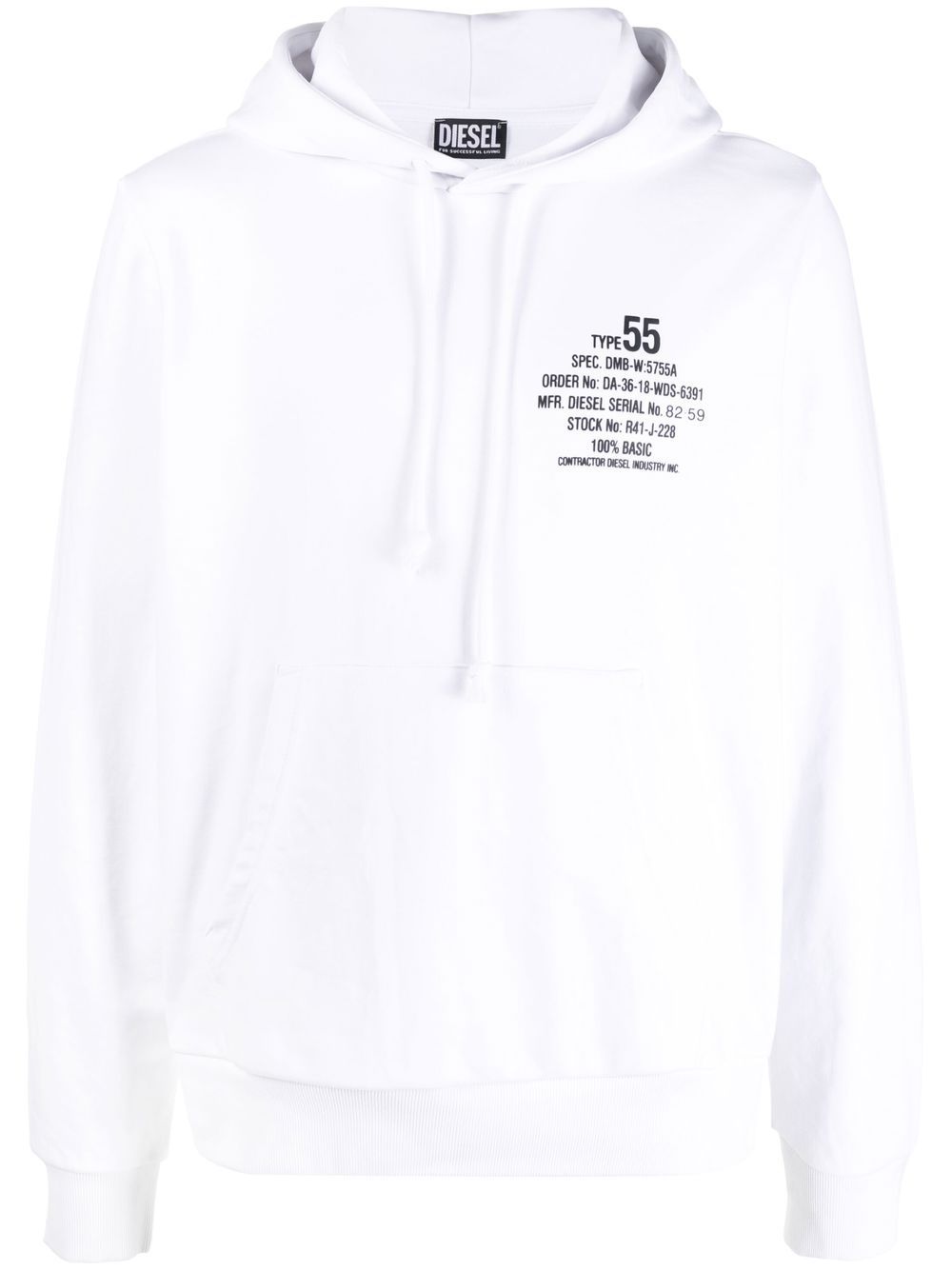 Diesel Slogan-print Cotton-blend Hoodie In Weiss