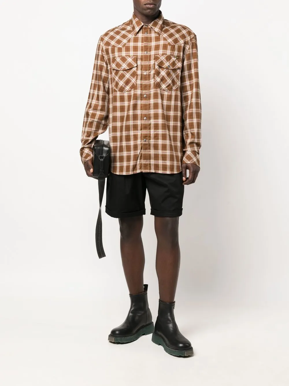 Diesel Geruit poloshirt - Bruin