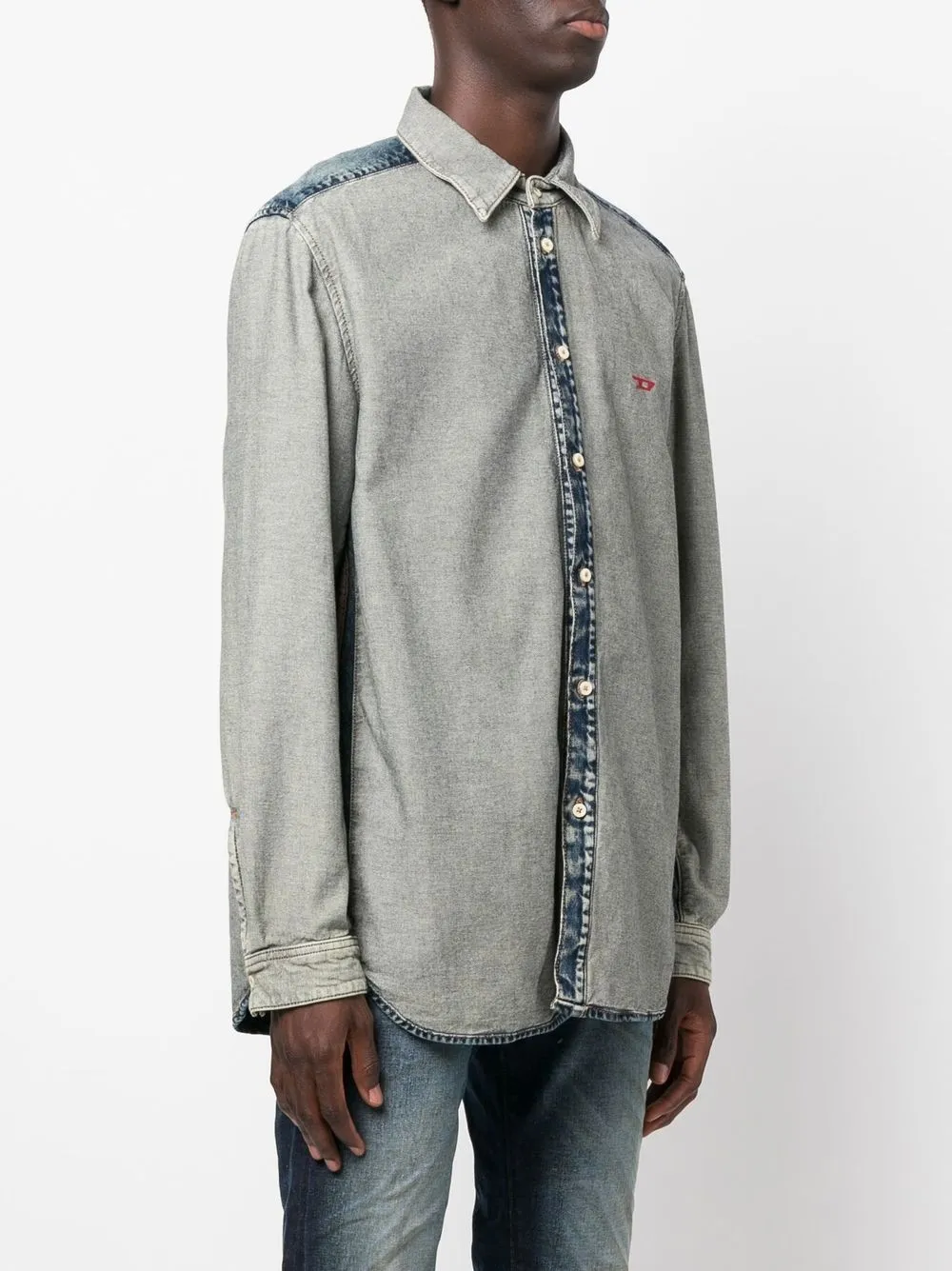  Diesel Jeanshemd Im Inside Out Look   Blau 