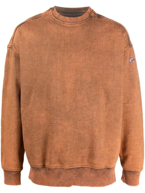 Diesel acid-wash logo-patch sweater