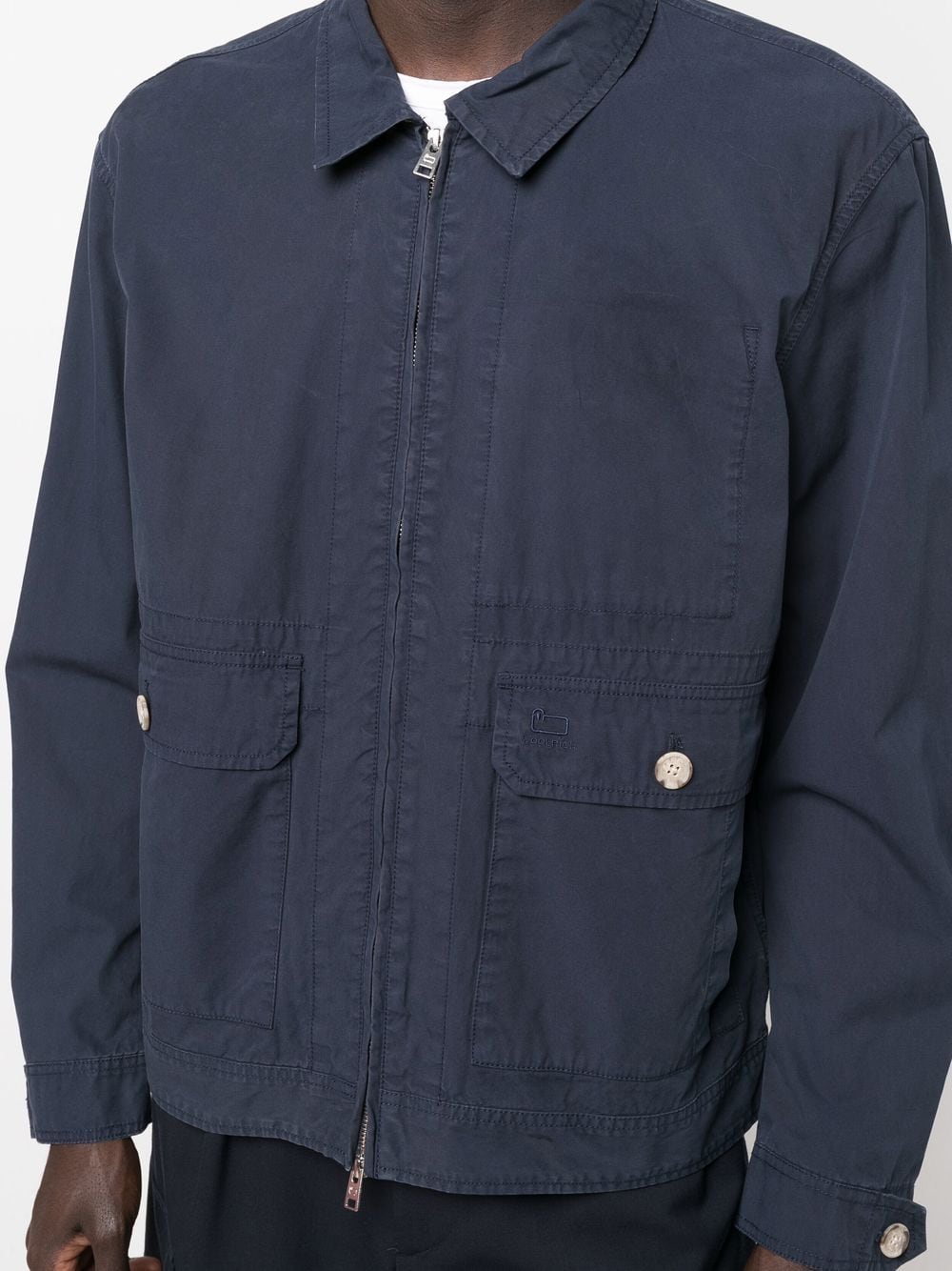 Shop Woolrich Zip-up Bomber Jacket In Blue