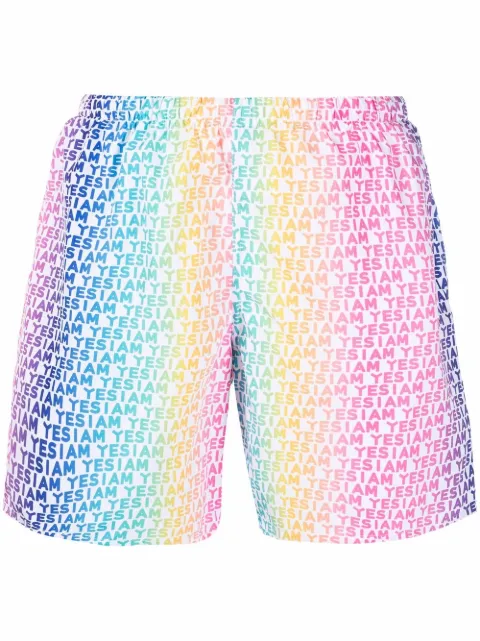 yes i am shorts de playa con logo estampado