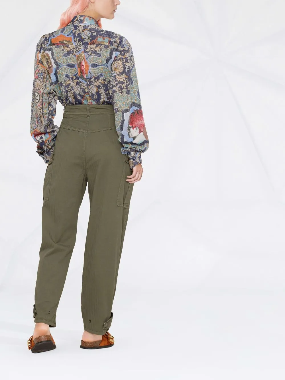 high-waist cargo trousers