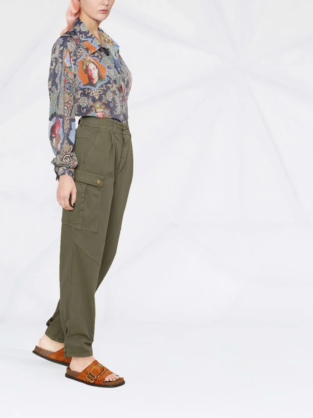 high-waist cargo trousers