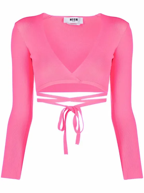 Haut crop à détail de laçage - MSGM - Modalova