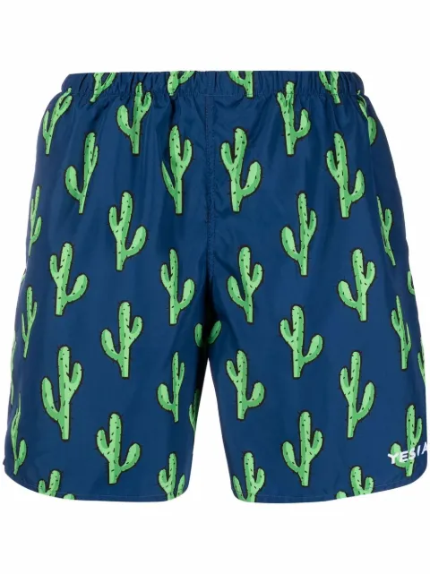 yes i am shorts de playa con cactus estampado