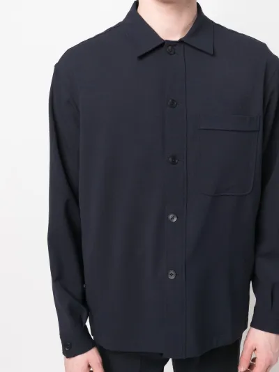 Zegna patch-pocket shirt jacket blue 