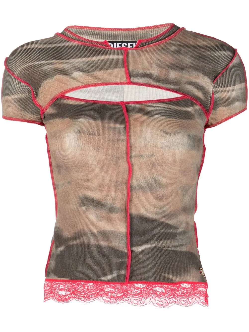 

Diesel graphic-print cut-out T-shirt - Green
