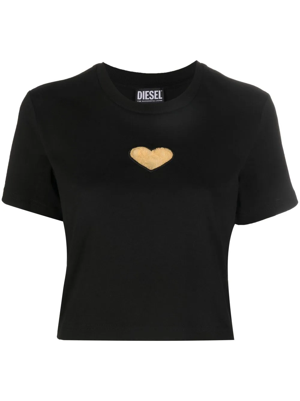 

Diesel top tejido con corazón estampado - Negro