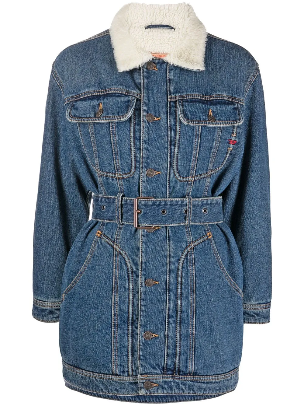 

Diesel belted denim long-sleeve dress - Blue