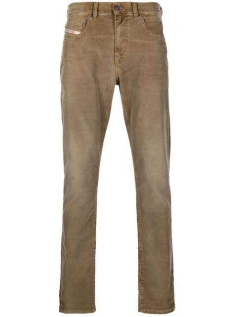 tapered bleach-wash corduroy jeans