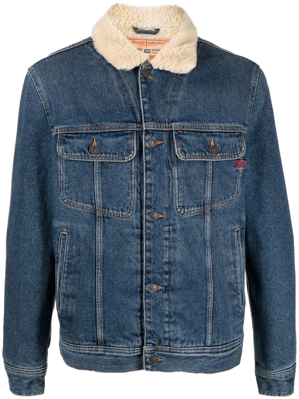 Image 1 of Diesel D-Barcy-T shearling-collar denim jacket